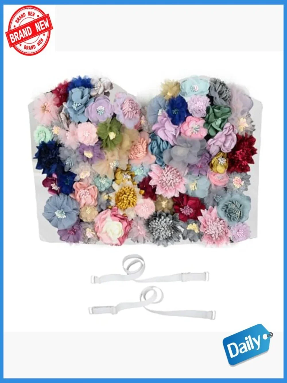 Women's 3D Floral Bustier Corset Crop Top Sexy Sweetheart
